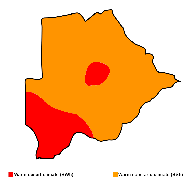 map of climate zones in botswana