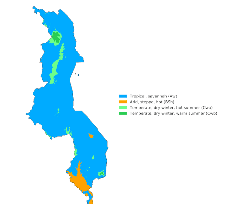map of climate zones in malawi