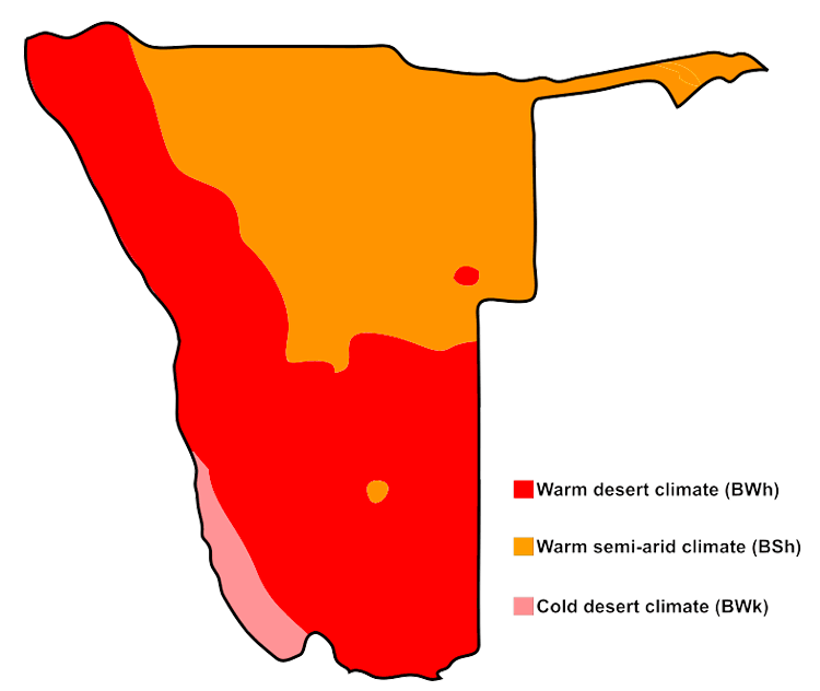 map of climate zones in namibia