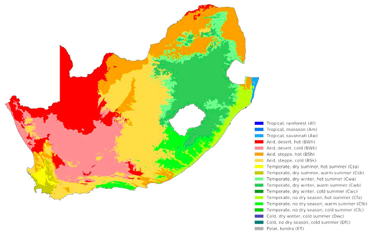 map of climate zones in south afrika