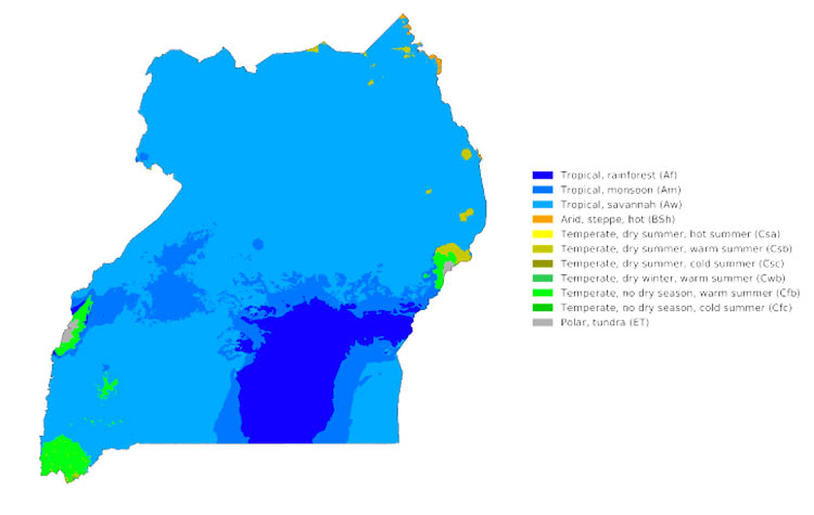 map of climate zones in uganda