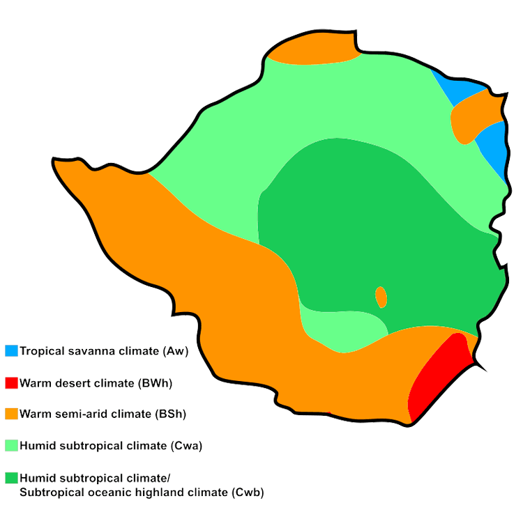 map of climate zones in zimbabwe